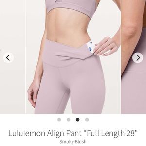 NWT Lululemon Align High Rise Leggings Smoky Blush Size 8 28”